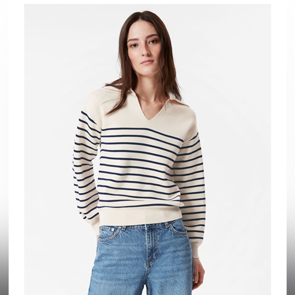 & Other Stories Stripe collar cotton sweater size s